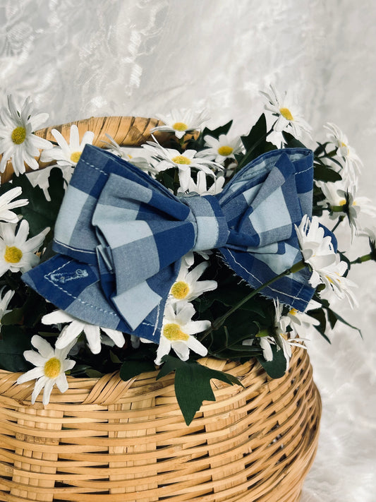 Reworked Blue Gingham Bow